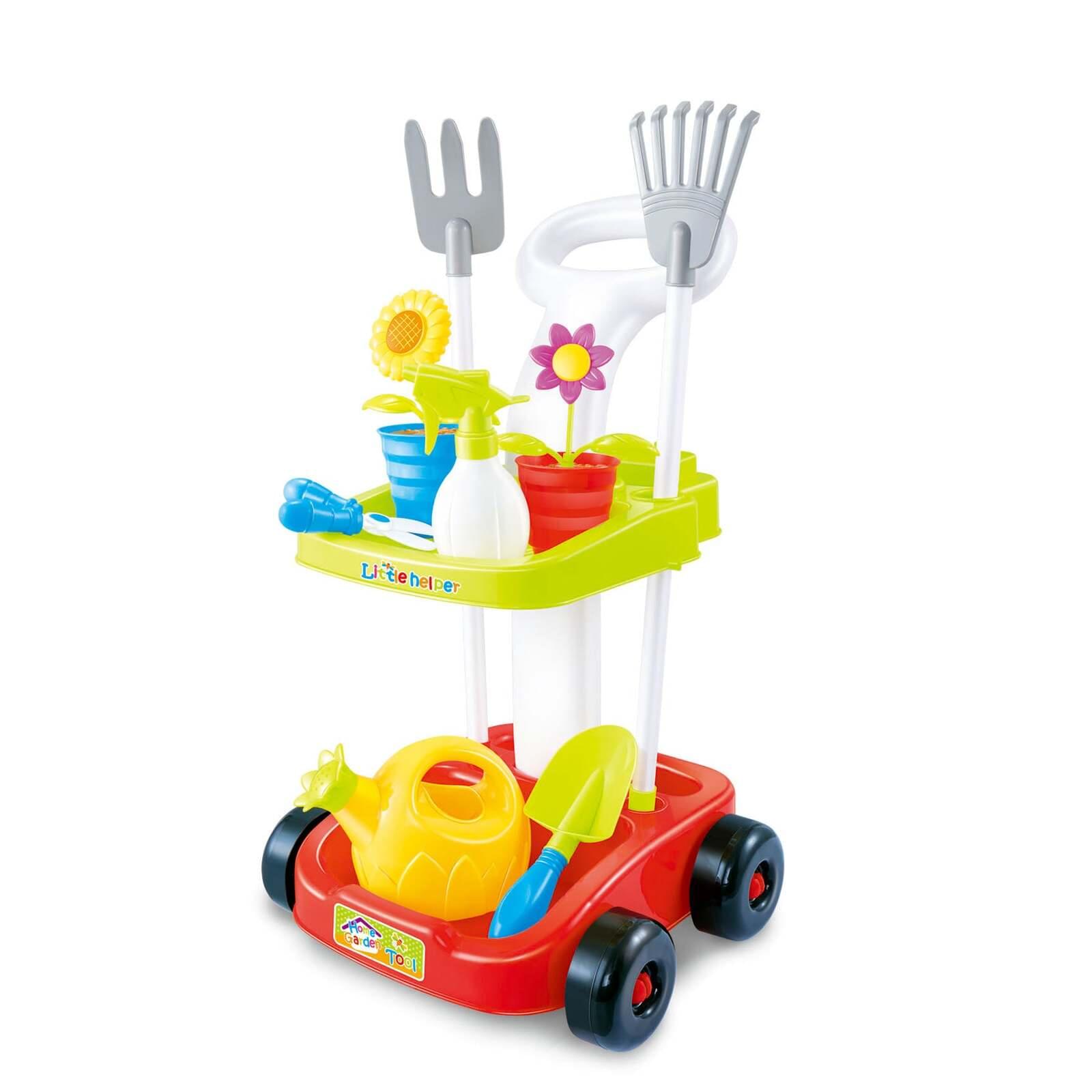 Children's Gardening Trolley Play Set with Garden Tools for Toddlers - Play Kitchen