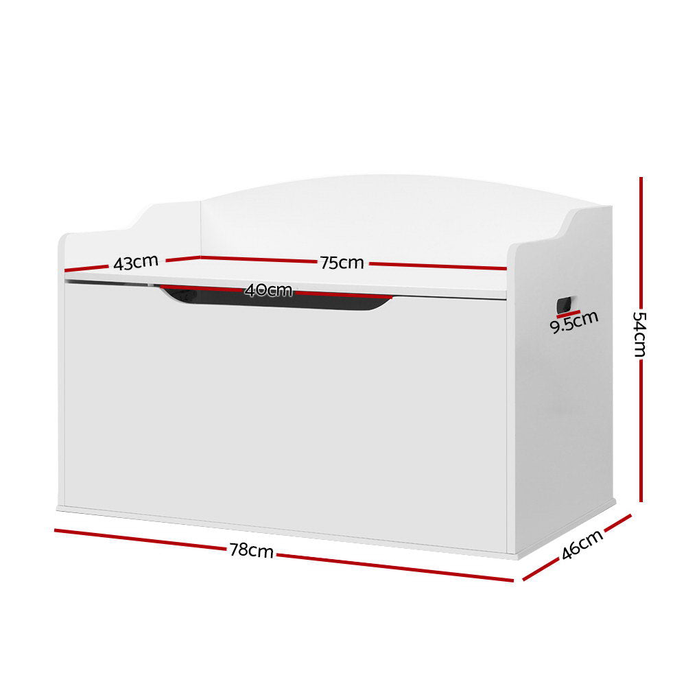 White Wooden Toy Chest – 2-in-1 Kids Storage Box and Bench Seat