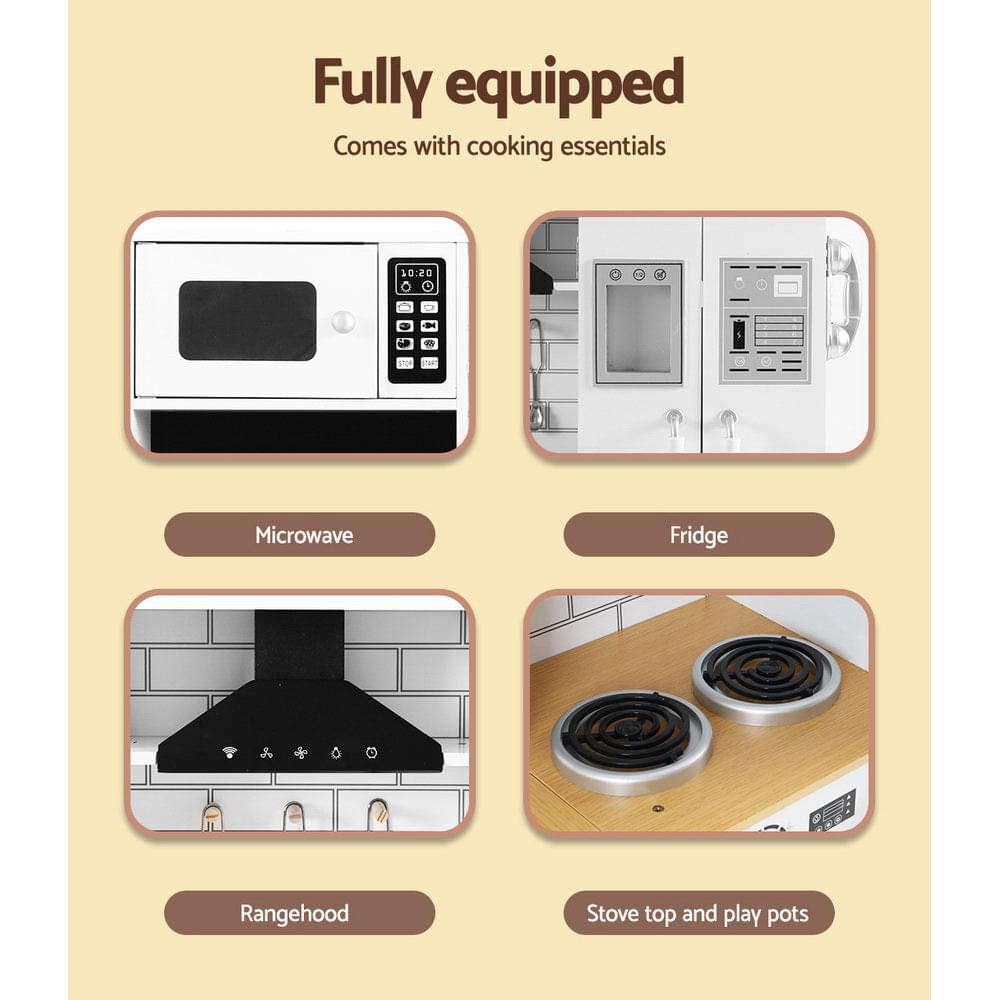 Kids Kitchen Set Pretend Play Wooden Toys Cooking Cookware Childrens Toy - Play Kitchen