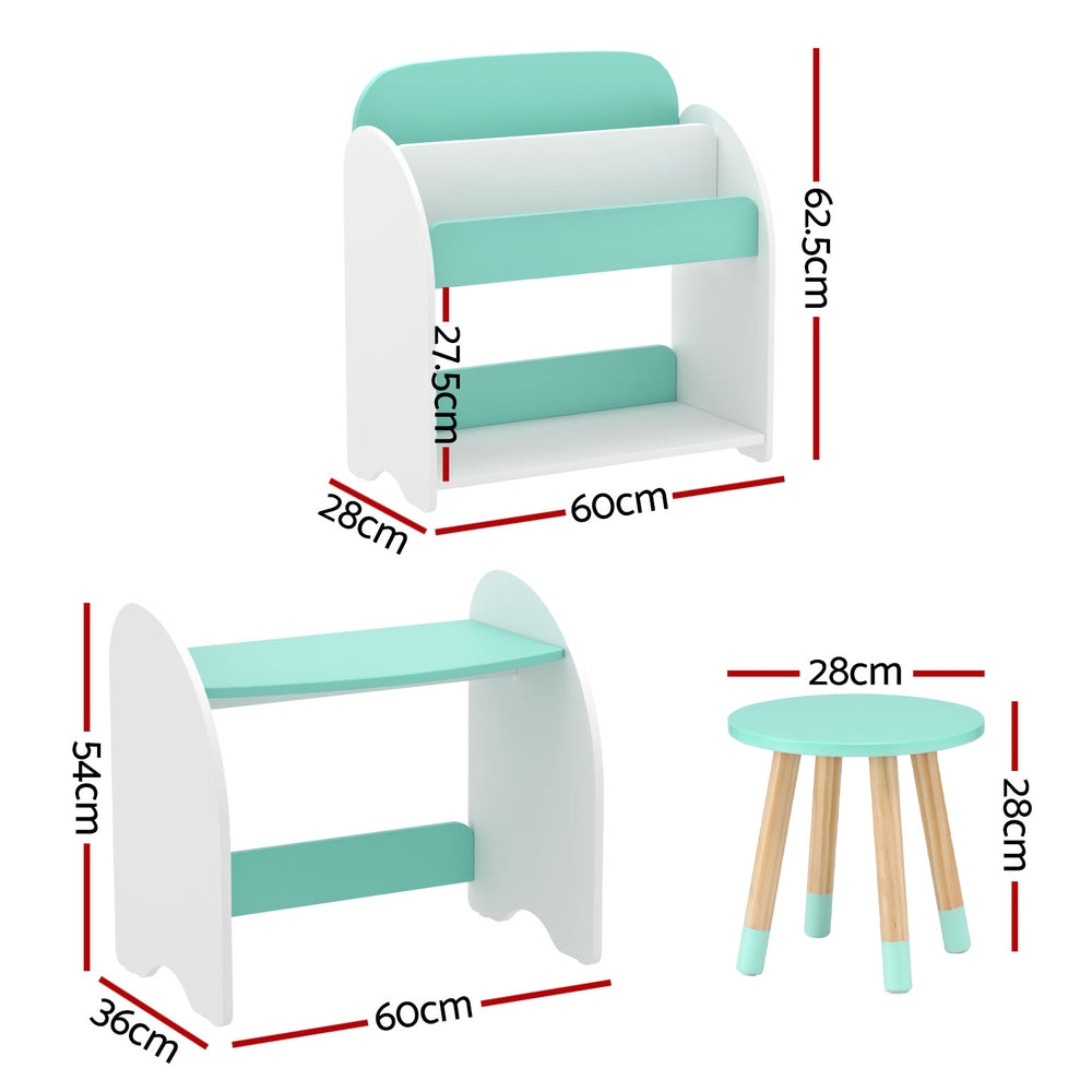 Toy Storage Bookshelf – Kids Bookshelf with Table and Chair Set size