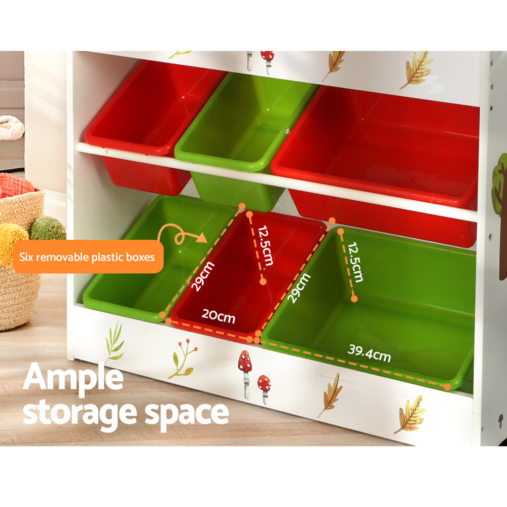Toy Storage with Bins six removable plastic boxes