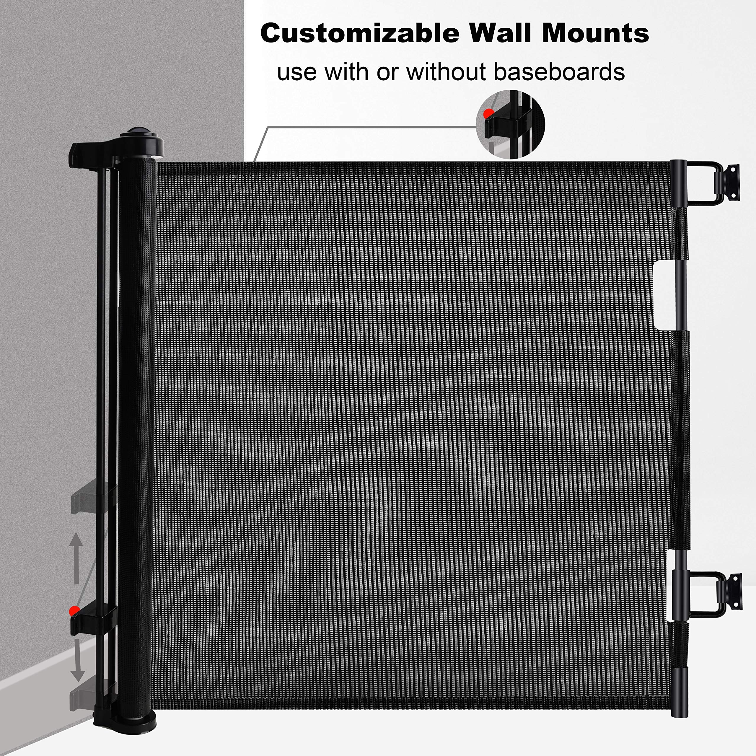Black Baby Gate Retractable Mesh Gate