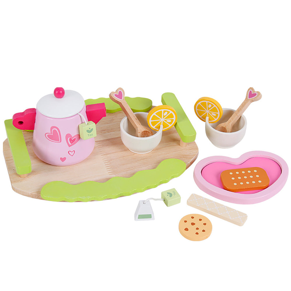 Kids Wooden Kitchen Tea Set Pretend Play - Play Kitchen