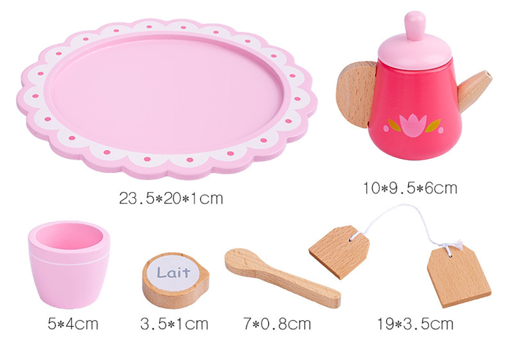 Kids Wooden Kitchen Tea Set Pretend Play - Play Kitchen