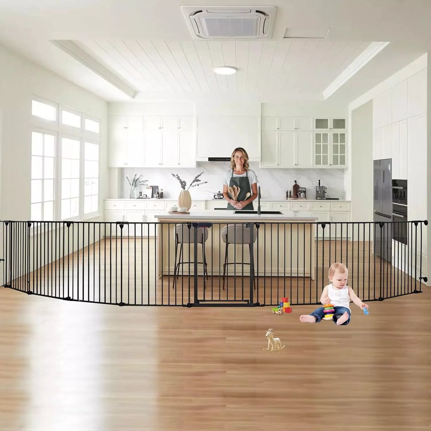Extra Wide Baby Gate Adjustable 8 Panels 505cm
