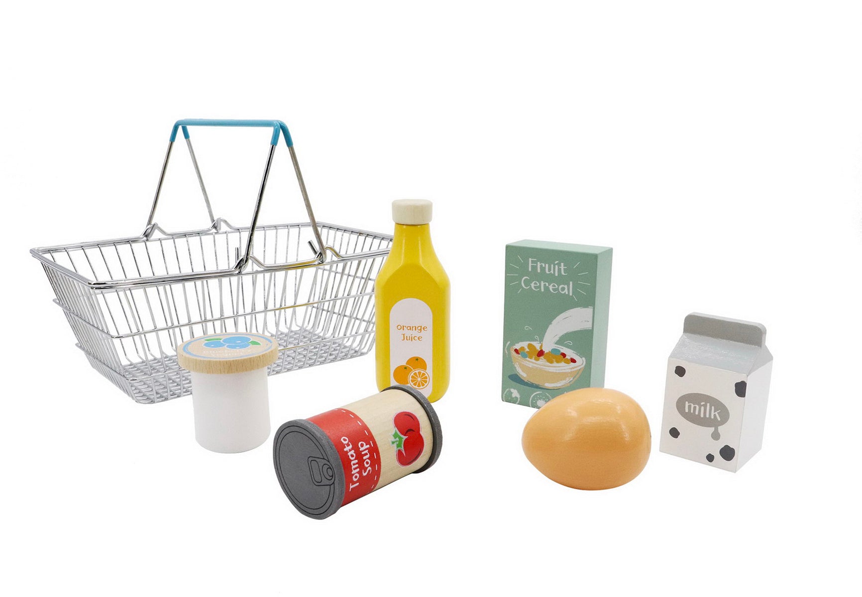 Wooden Grocery with Metal Shopping Basket - Play Kitchen