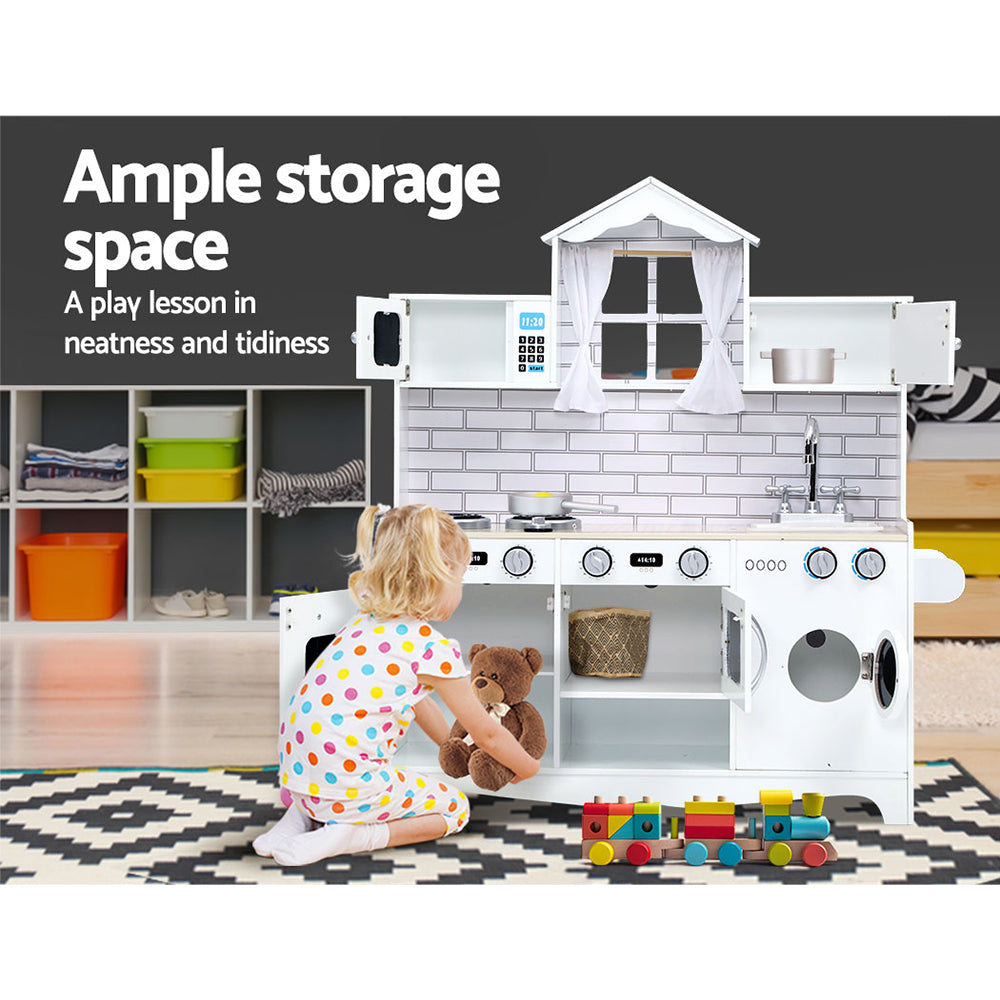 Wooden Toy Kitchen White - Play Kitchen