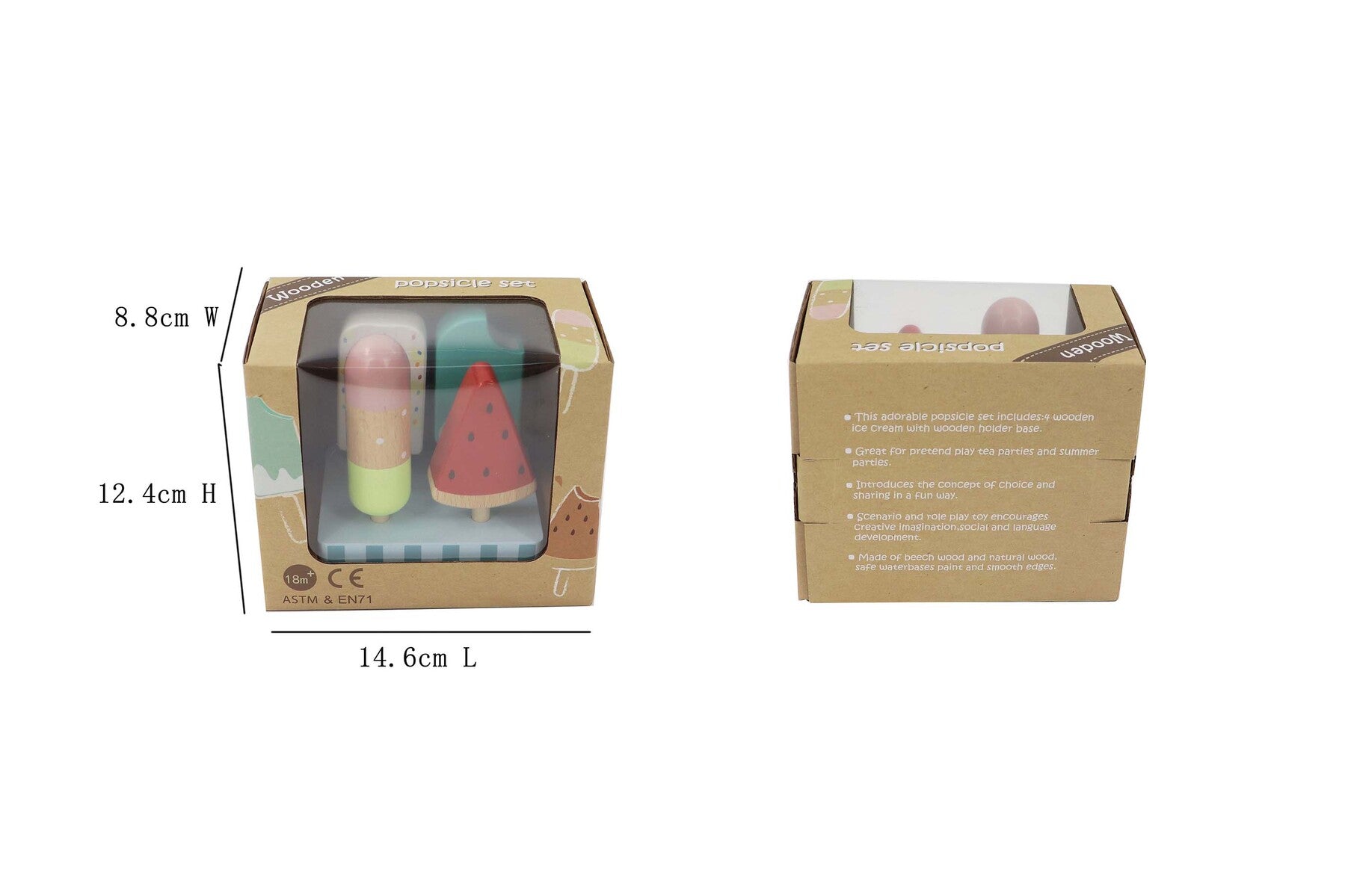 Wooden Ice Cream Set Toy Icy Poles - Play Kitchen