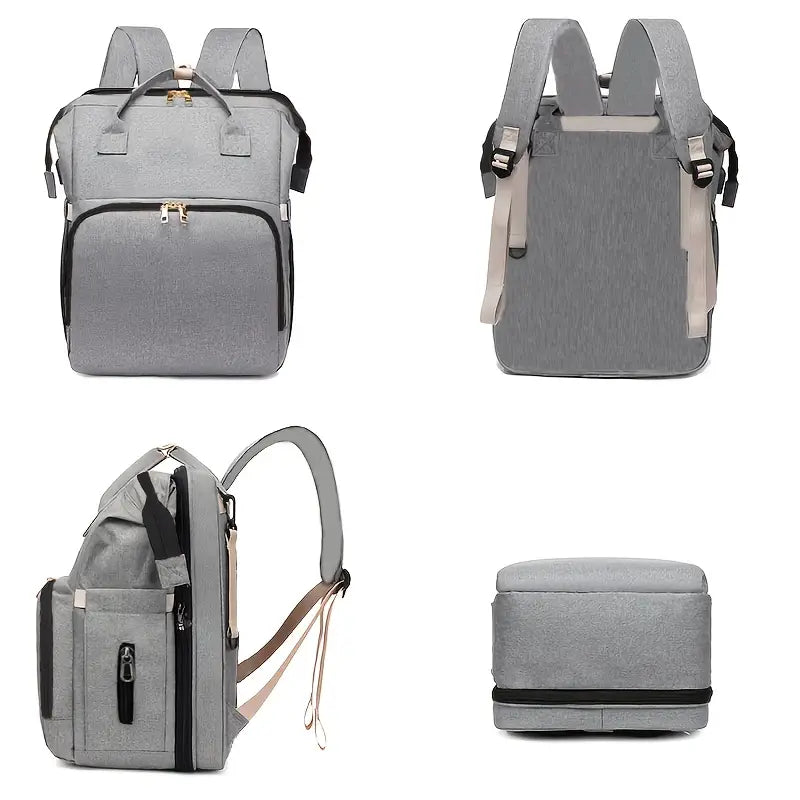 Nappy Bag Backpack with Fold-Out Bassinet