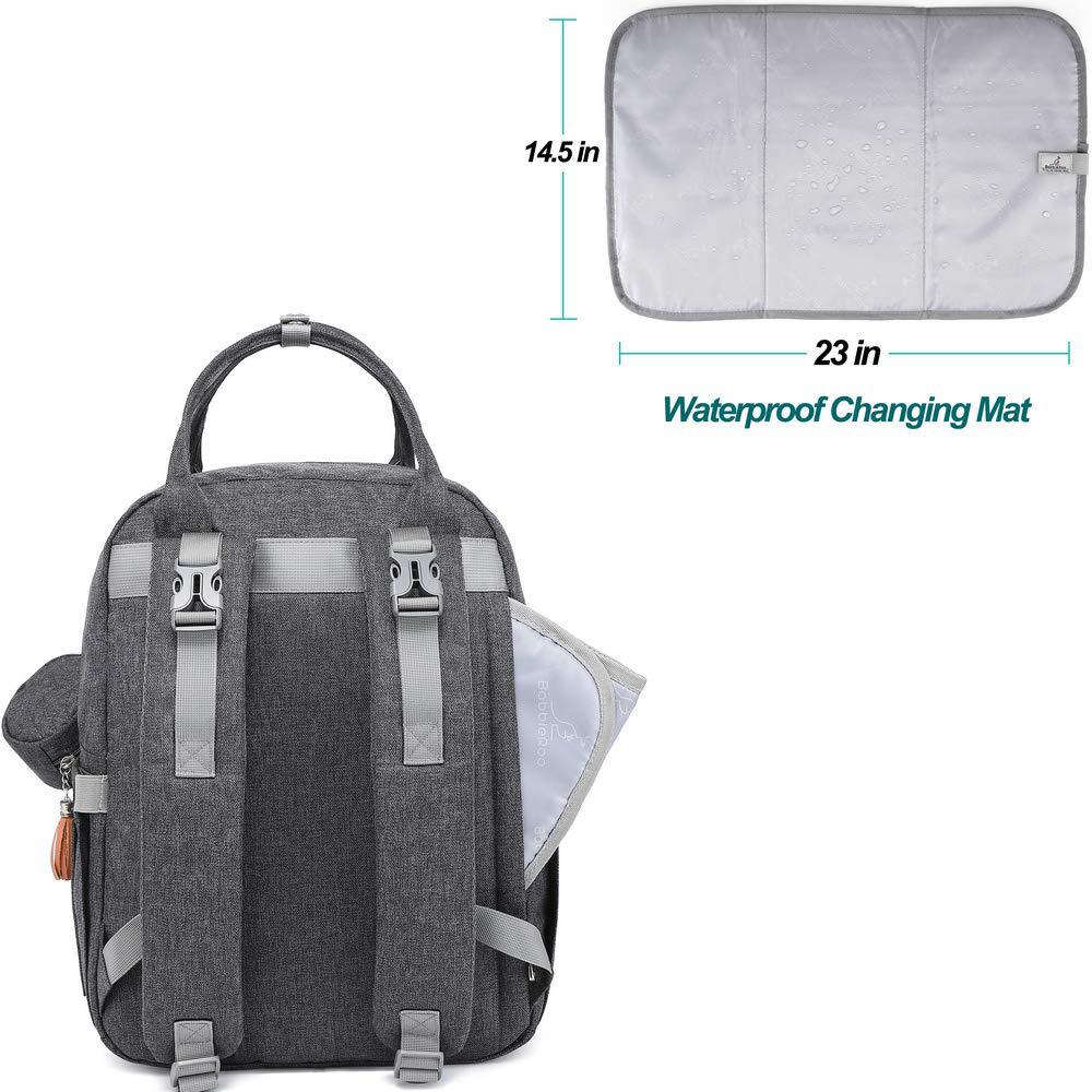 Back of nappy bag backpack with waterproof changing mat and strap details