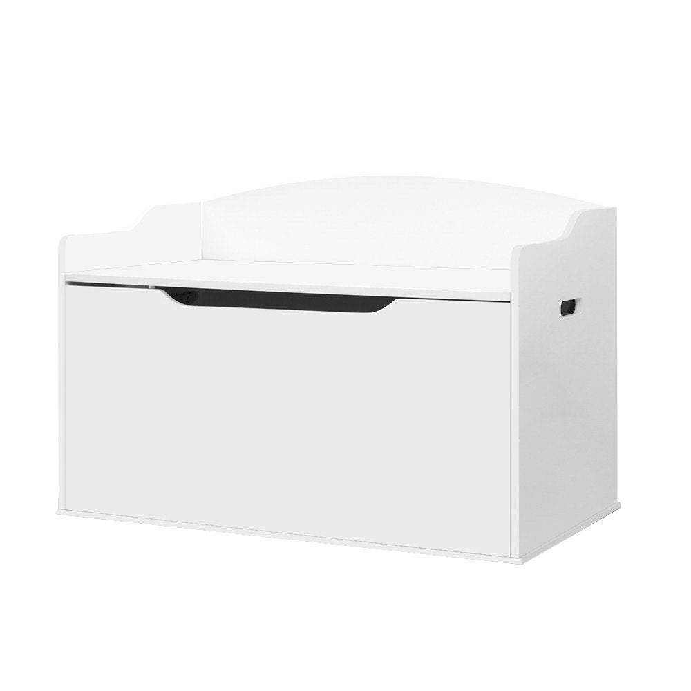 White Wooden Toy Chest – 2-in-1 Kids Storage Box and Bench Seat