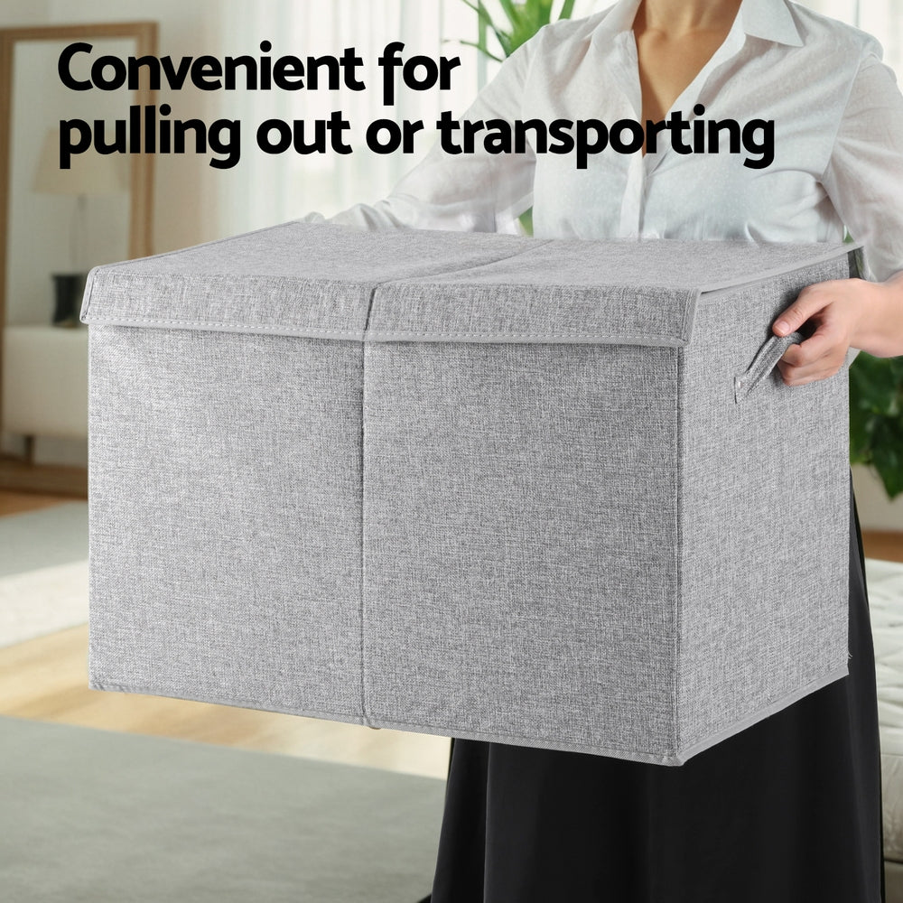 Foldable Toy Storage Box Grey convenient for pulling out or transporting