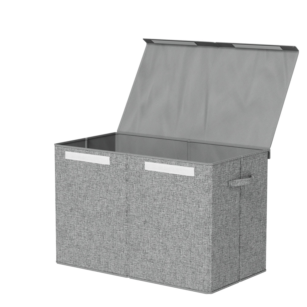 Foldable Toy Storage Box – Large Fabric Chest with Handles and Lid - Grey