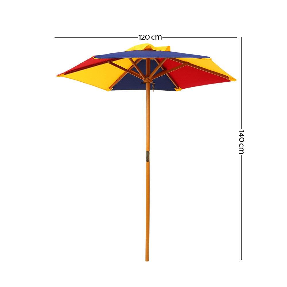 Kids Outdoor Picnic Table With Umbrella Wooden Rainbow umbrella size
