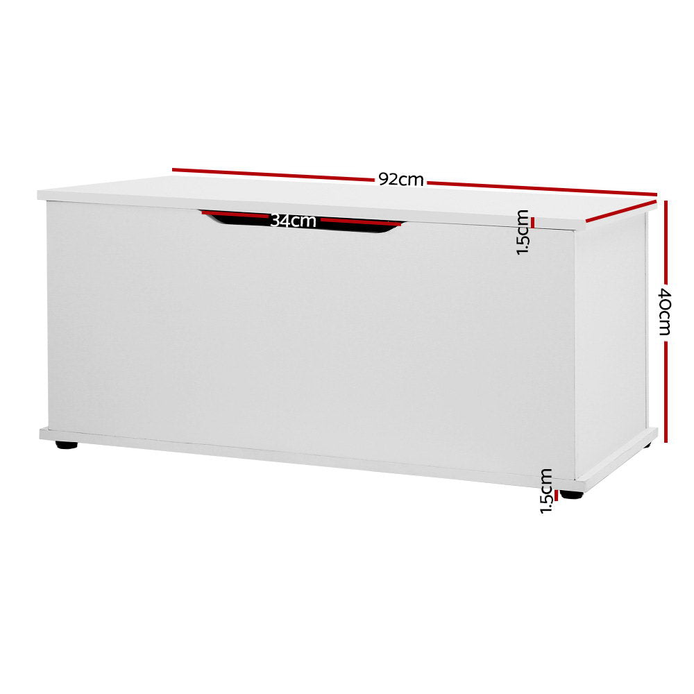 Kids White Wooden Toy Box size