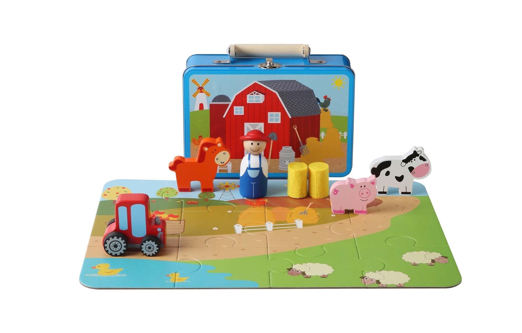 Farm Playset Toy In Tin Case - Play Kitchen