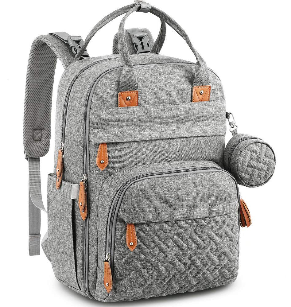Nappy Bag Backpack With Change Mat gray