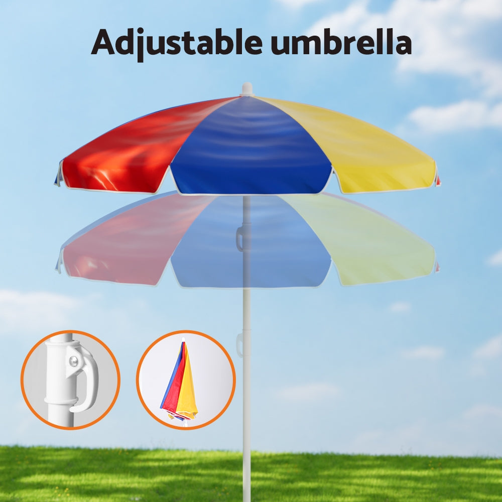 Kids Plastic Picnic Table with Chairs and Adjustable Umbrella