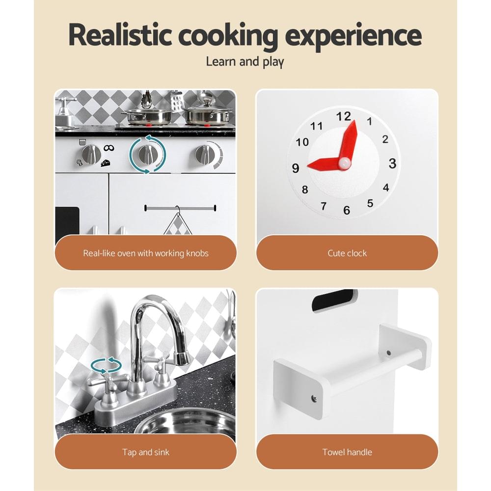 Kids Kitchen Set Pretend Play Wooden Toys Cooking Cookware Children's Toy - Play Kitchen