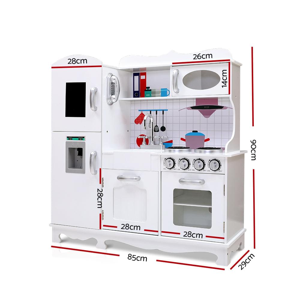 Kids Kitchen Set Pretend Play Food Sets Children's Utensils Wooden White - Play Kitchen