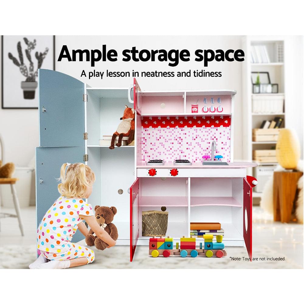 Kids Kitchen Set Pretend Play Wooden Toys Cooking Cookware Children's Toy - Play Kitchen