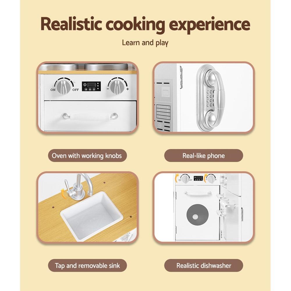 Kids Kitchen Set Pretend Play Wooden Toys Cooking Cookware Childrens Toy - Play Kitchen