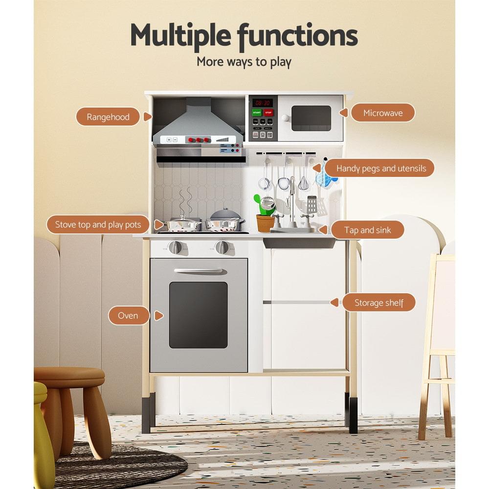 Kids Kitchen Set Pretend Play Wooden Toys Cooking Cookware Children's Toy - Play Kitchen