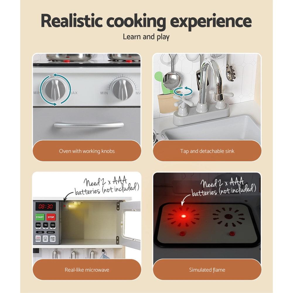 Kids Kitchen Set Pretend Play Wooden Toys Cooking Cookware Children's Toy - Play Kitchen