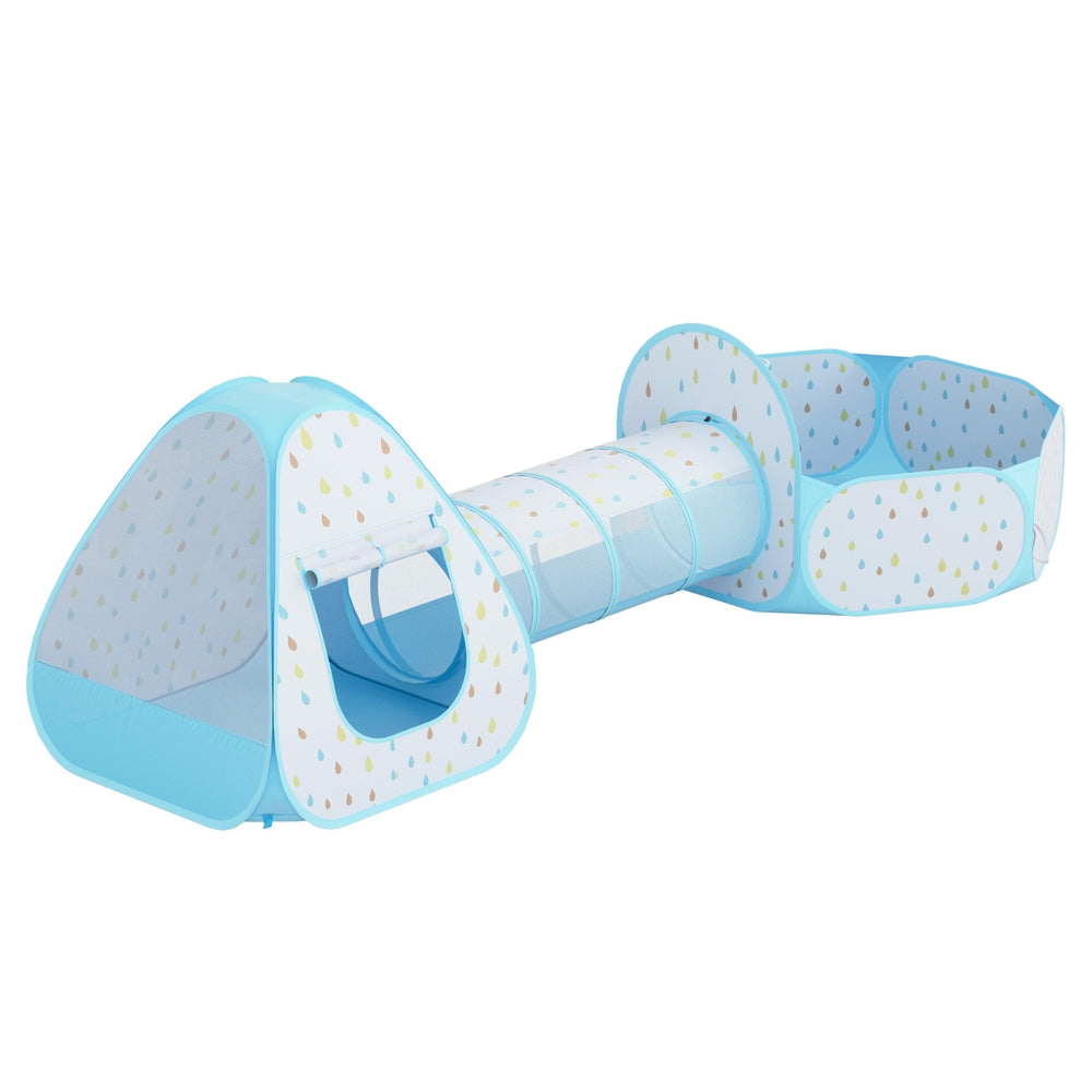 Kids Play Tent with Ball Pit Tunnel Basketball Hoop - Blue