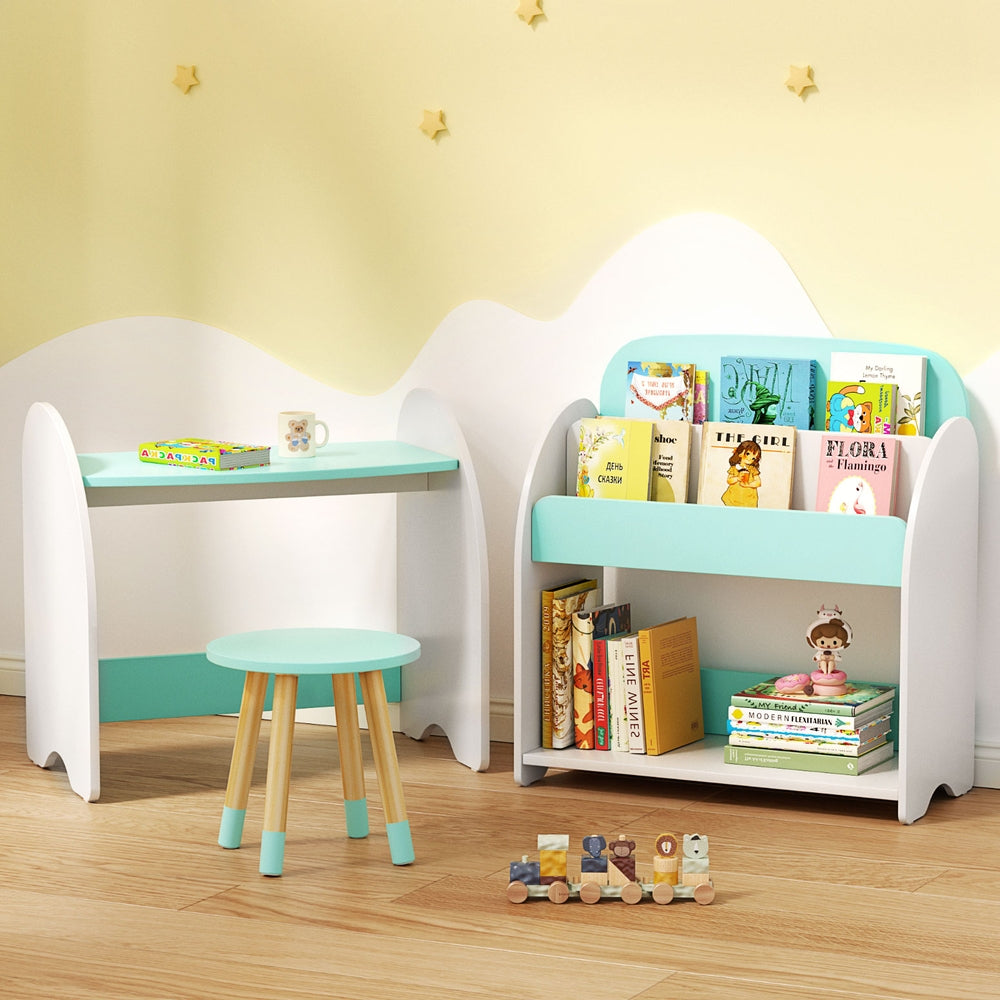 Toy Storage Bookshelf – Kids Bookshelf with Table and Chair Set