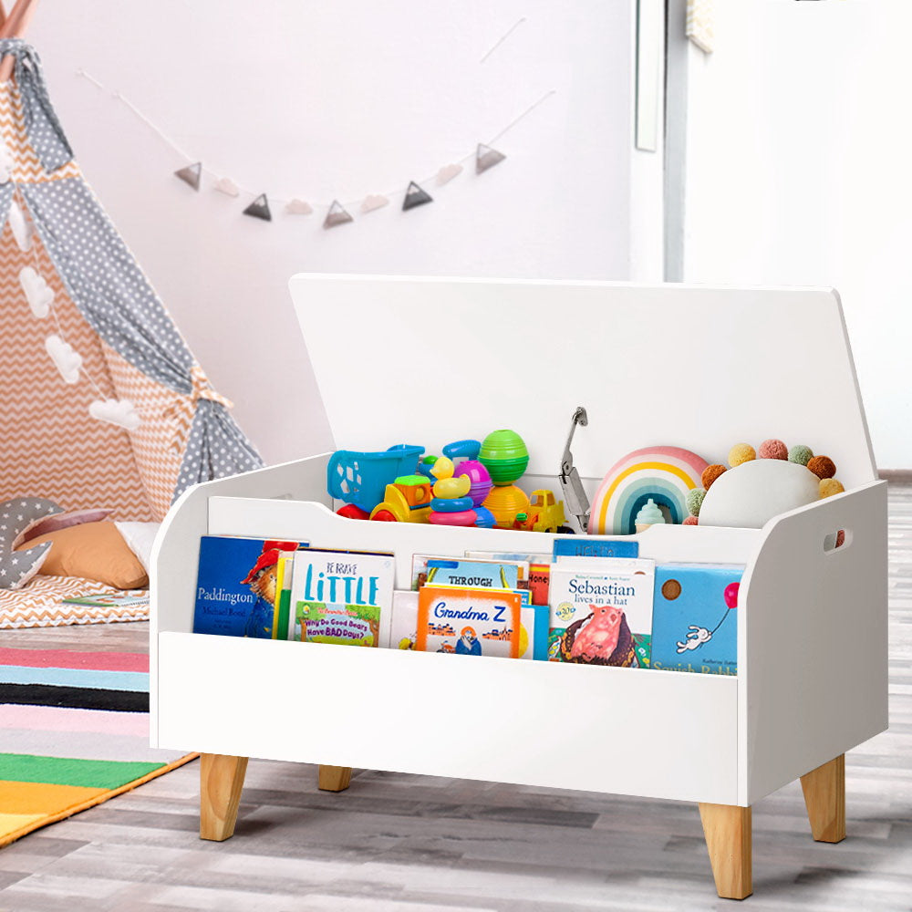 Toy Storage Chest 2-in-1 Kids Storage Box with Bookshelf