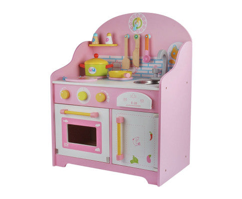Wooden Pink Play Kitchen Set - Play Kitchen