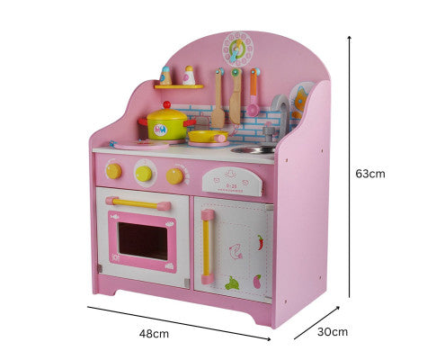 Wooden Pink Play Kitchen Set - Play Kitchen