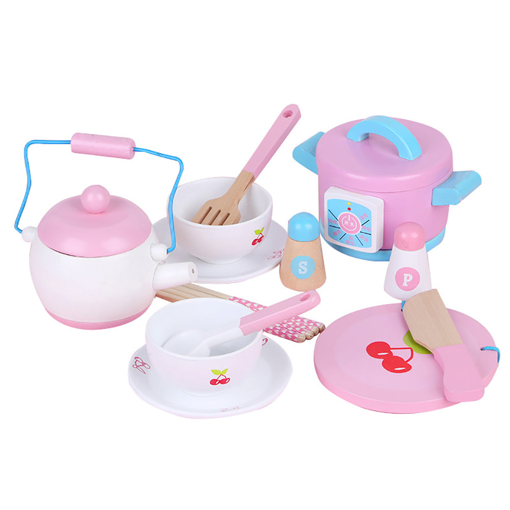Kids Wooden Tea Set Kitchen Play Set - Play Kitchen