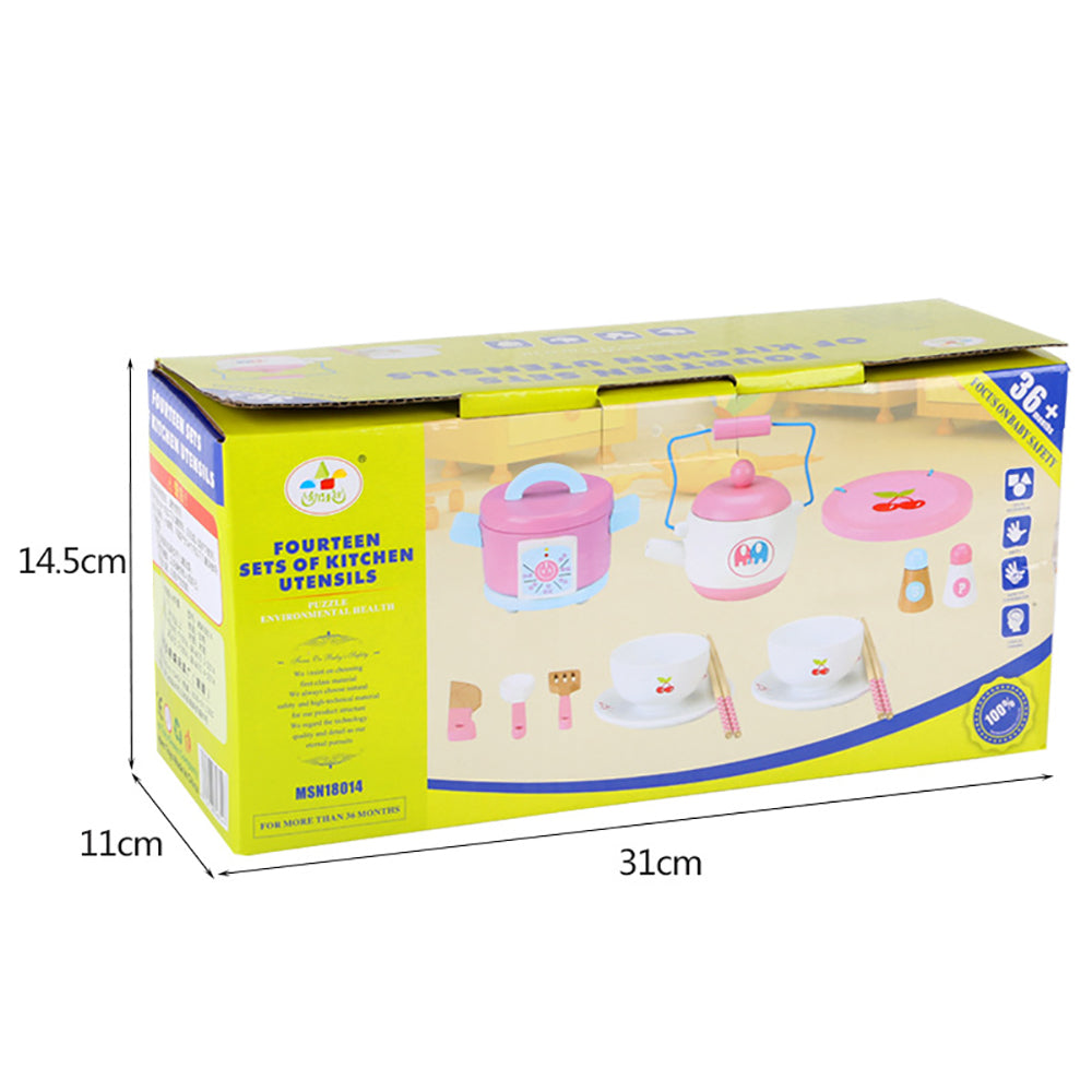 Kids Wooden Tea Set Kitchen Play Set - Play Kitchen