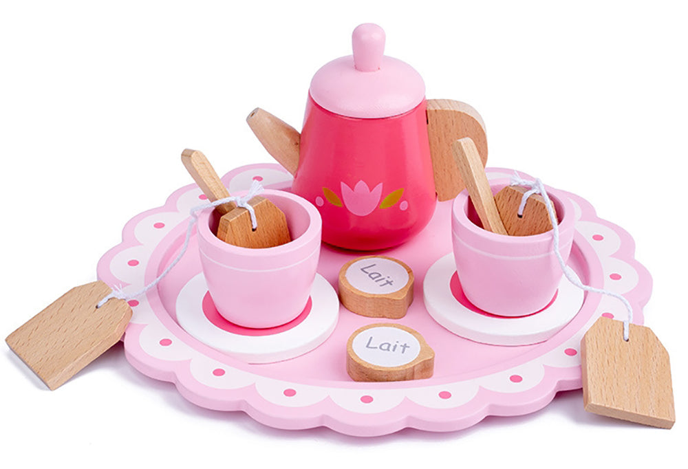 Kids Wooden Kitchen Tea Set Pretend Play - Play Kitchen