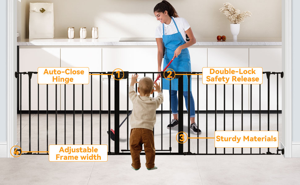 Extra Wide Baby Gate Adjustable 8 Panels 505cm