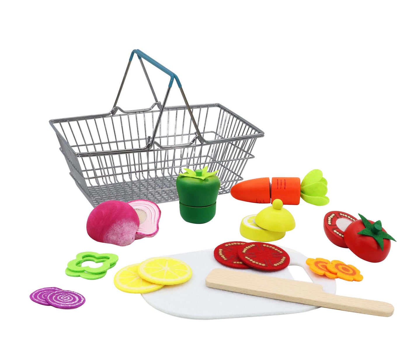 Wooden Play Food with Metal Basket - Play Kitchen