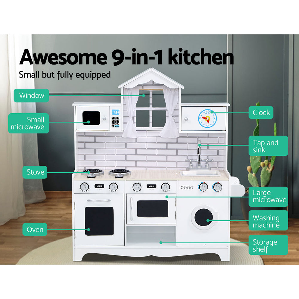 Wooden Toy Kitchen White - Play Kitchen