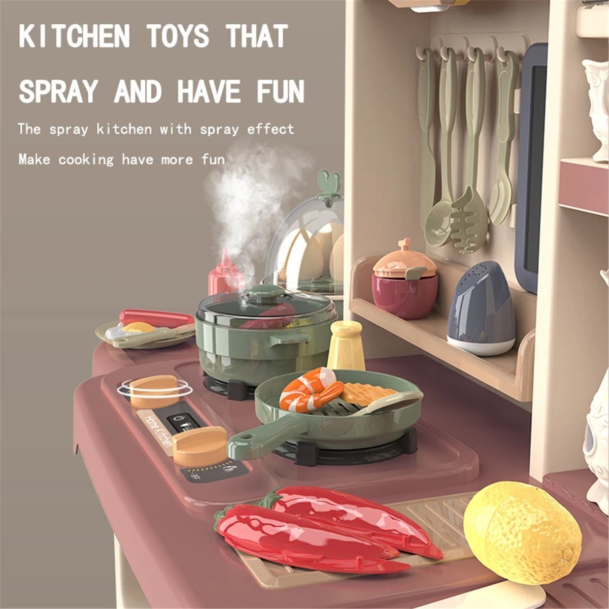 Colorful Plastic Children's Play Kitchen - Play Kitchen