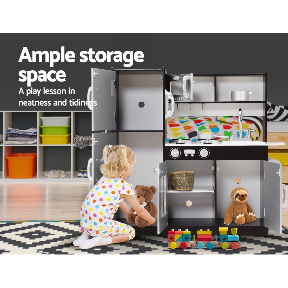 modern wooden play kitchen set