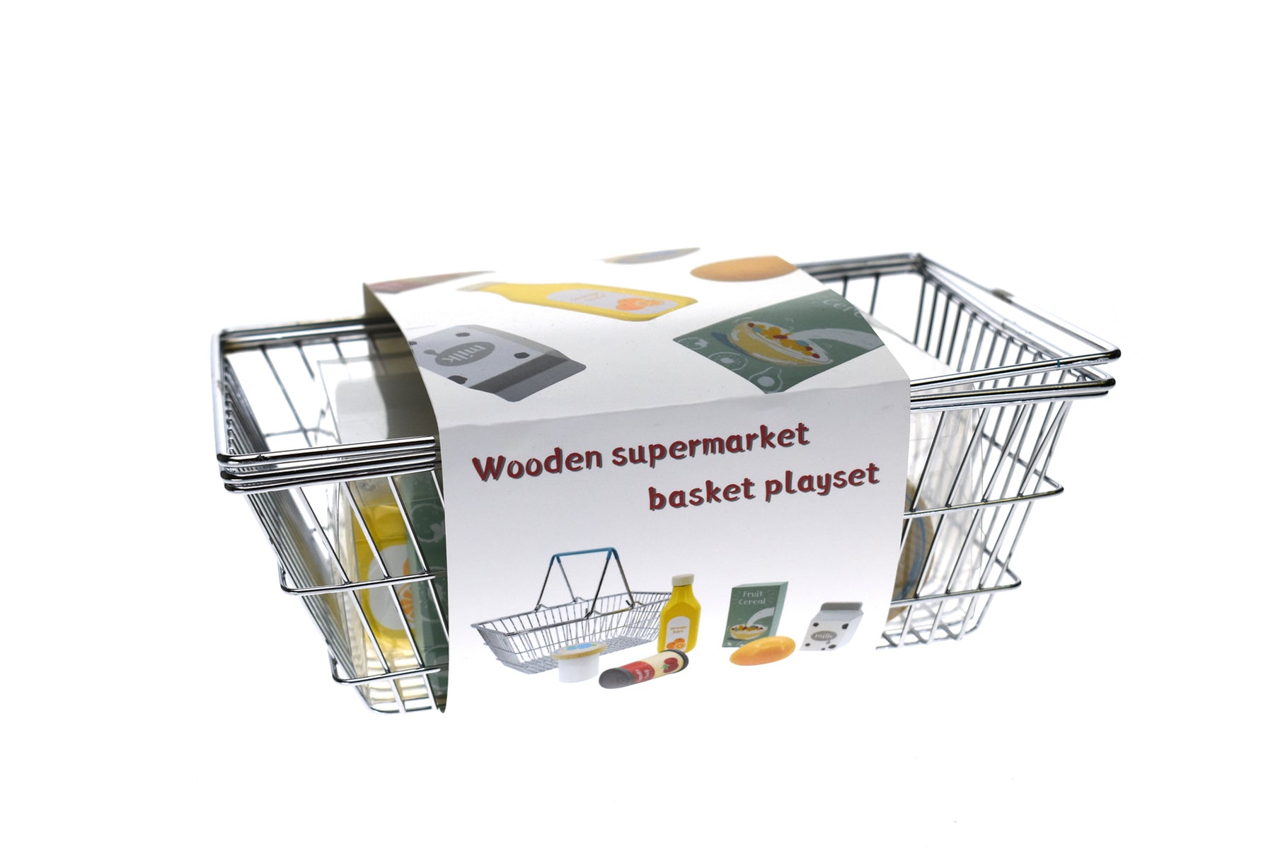Wooden Grocery with Metal Shopping Basket - Play Kitchen
