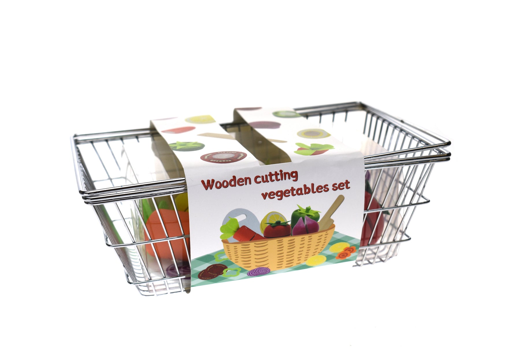 Wooden Play Food with Metal Basket - Play Kitchen